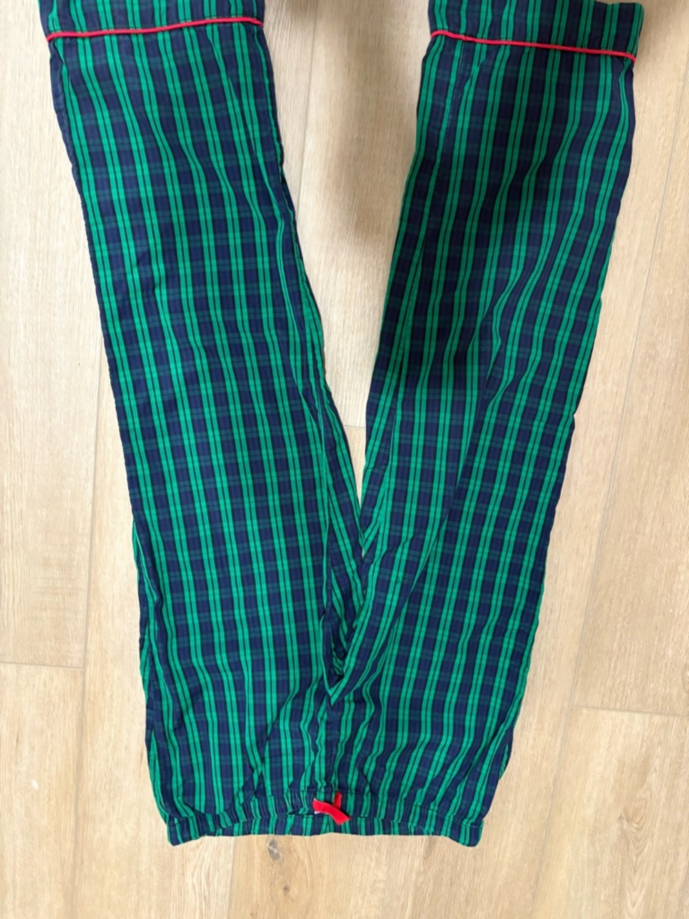 Vineyard Vines Navy and Green Striped Drawstring Pants with Red Accent